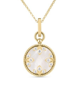 Roberto Coin Venetian Medallions Mother Of Pearl And Diamond Necklace