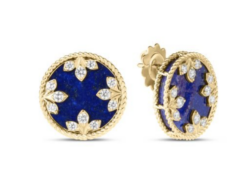 Roberto Coin Venetian Medallions Lapis And Diamond Earrings