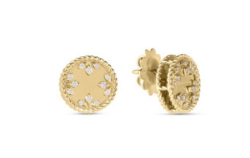Roberto Coin Venetian Medallions Yellow Gold Diamond Stud Earrings