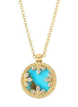 Roberto Coin Venetian Medallions Turquoise And Diamond Necklace