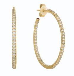 Roberto Coin Medium Inside Outside Diamond Hoop Earrings