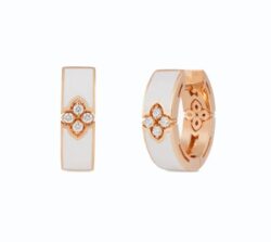 Roberto Coin Love in Verona Diamond and White Enamel Hoop Earrings