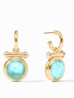Julie Vos Bamboo Hoop & Charm Earring - Iridescent Bahamian Blue