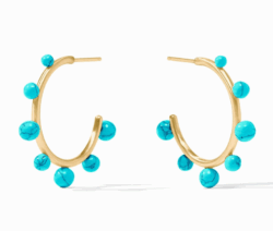 Julie Vos Hydra Stone Turquoise Blue Hoops - Medium
