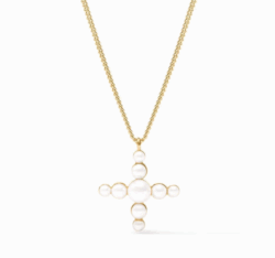 Julie Vos Gumdrop Cross Delicate Necklace - Pearl