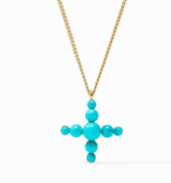 Julie Vos Gumdrop Cross Delicate Necklace - Turquoise Blue