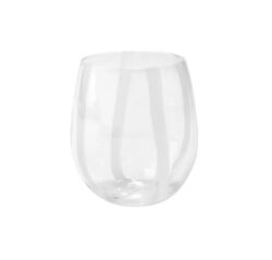 Vietri Stripe Stemless Wine Glass - White