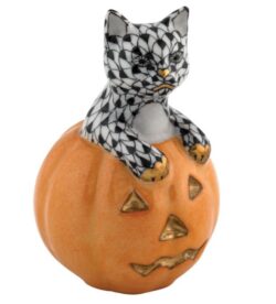 Herend Jack O Lantern Kitty Figurine