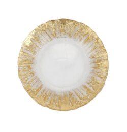 Vietri Rufolo Glass Gold Brushstroke Salad Plate