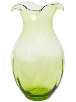 Vietri Hibiscus Large Glass Vertical Fluted Vase - Green