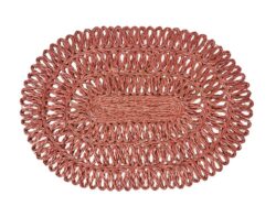 Juliska Straw Loop Oval Placemat - Coral
