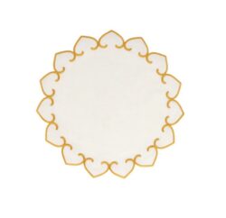 Vietri Tessuti White Round Placemats with Gold Stitching - Set of 4