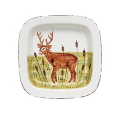 Vietri Wildlife Deer Rimmed Square Platter