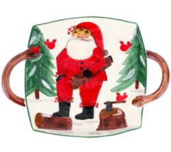 Vietri Old St. Nick Handled Square Platter