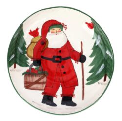 Vietri Old St. Nick Shallow Bowl with Apple Basket
