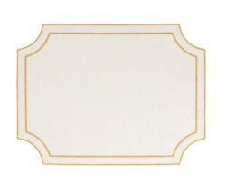 Vietri Tessuti White Rectangular Placemats with Gold Stitching - Set of 4