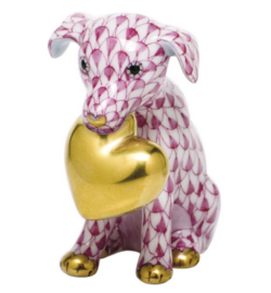 Herend Puppy Love Figurine - Raspberry