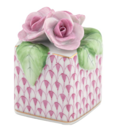 Herend Roses In Vase Figurine - Raspberry