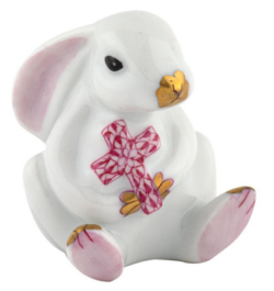 Herend Bunny With Cross Figurine - Pink