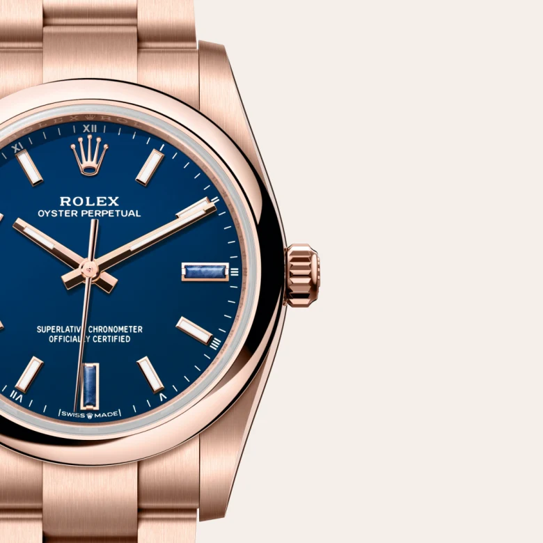 rolex Oyster Perpetual in 18 kt Everose gold, M124205-0002 - bromberg's