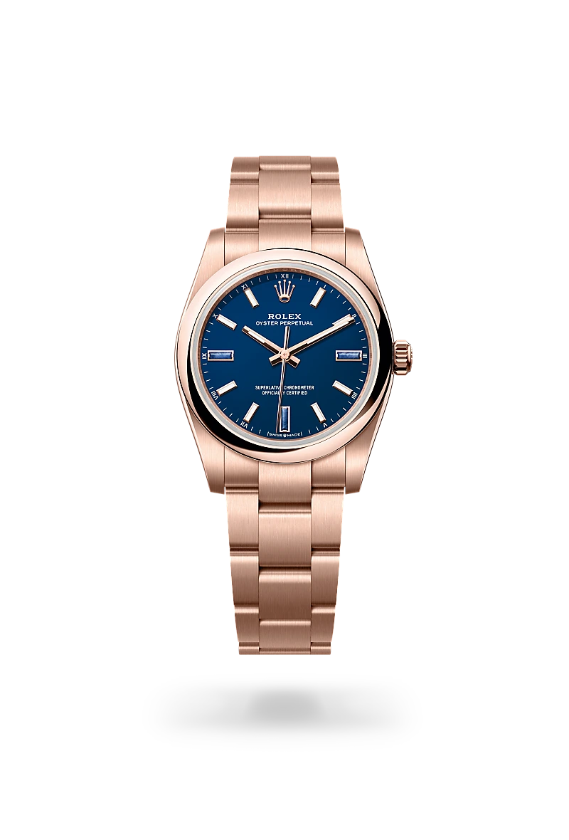 rolex Oyster Perpetual in 18 kt Everose gold, M124205-0002 - bromberg's