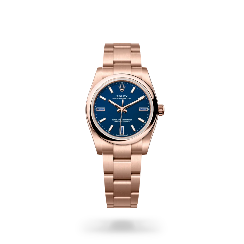rolex Oyster Perpetual in 18 kt Everose gold, M124205-0002 - bromberg's