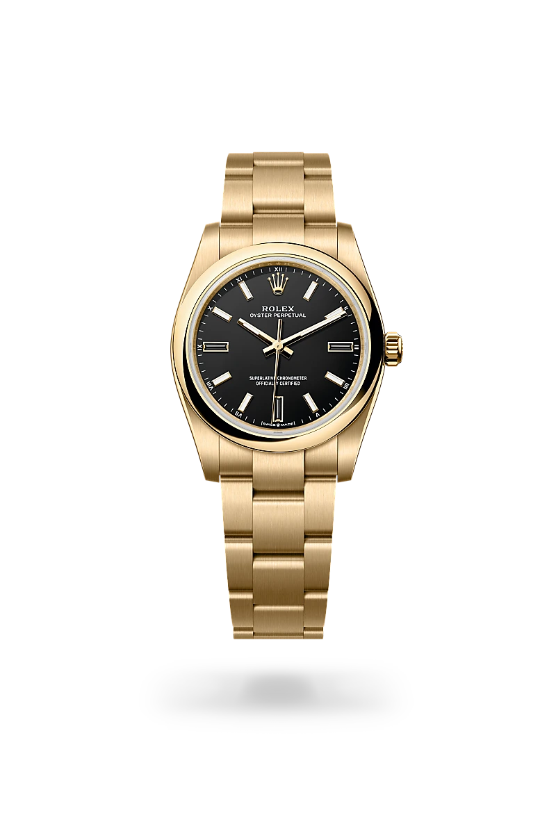 rolex Oyster Perpetual in 18 kt yellow gold, M124208-0001 - bromberg's