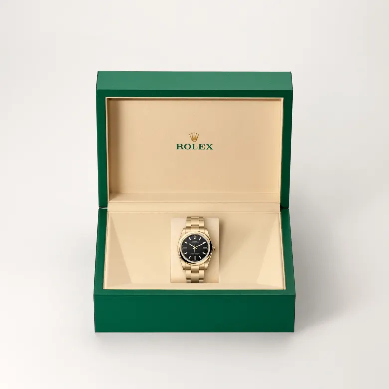 rolex Oyster Perpetual in 18 kt yellow gold, M124208-0001 - bromberg's