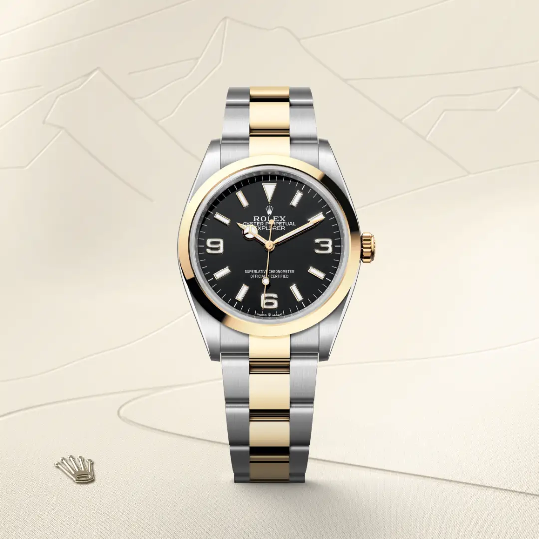 rolex Explorer in Yellow Rolesor - combination of Oystersteel and yellow gold, M124273-0001 - bromberg's