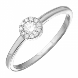 14K White Gold Diamond Halo Ring