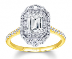 Bromberg’s Signature Collection Emerald Cut Double Halo Emerald Engagement Ring Semi-Mount