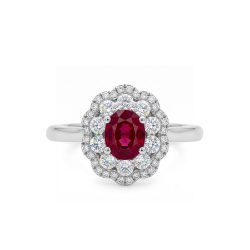 Bromberg's Signature Collection Ruby And Diamond Halo Ring