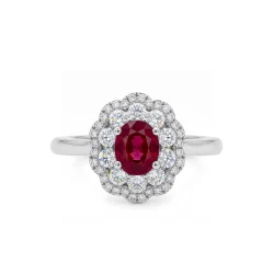 Bromberg's Signature Collection Ruby And Diamond Halo Ring
