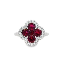 Brombergs Signature Collection Ruby And Diamond Clover Ring
