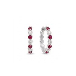 Bromberg's Signature Collection Ruby And Diamond Huggies