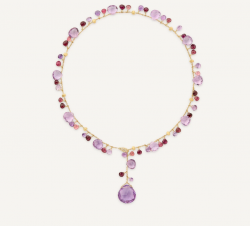 Marco Bicego Paradise Gold Amethyst And Pink Tourmaline Lariat With Diamond Clasp
