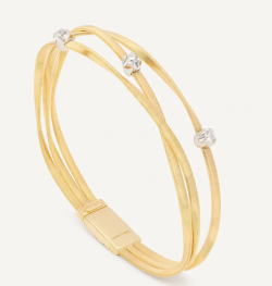 Marco Bicego Marrakech Gold Three Strand Coil Bracelet With Diamond Stations