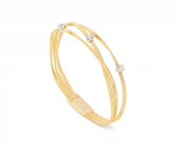 Marco Bicego Marrakech Gold Three Strand Coil Bracelet With Diamond Stations