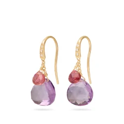 Marco Bicego Paradise Gold Amethyst And Pink Tourmaline Earrings With Diamonds