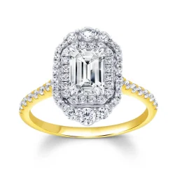 Bromberg’s Signature Collection Emerald Cut Double Halo Emerald Engagement Ring Semi-Mount